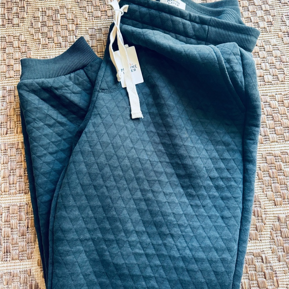 New Marine Layer mens Large Quilted Jogger Pants - Dark Gray
